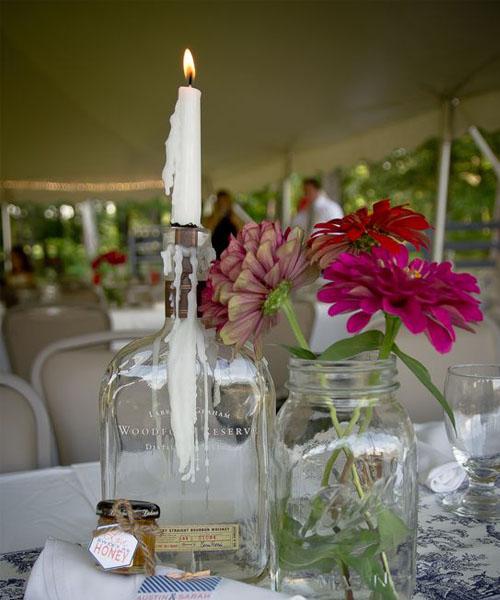 whiskey bottle candle holder Portacandele per bottiglia di whisky