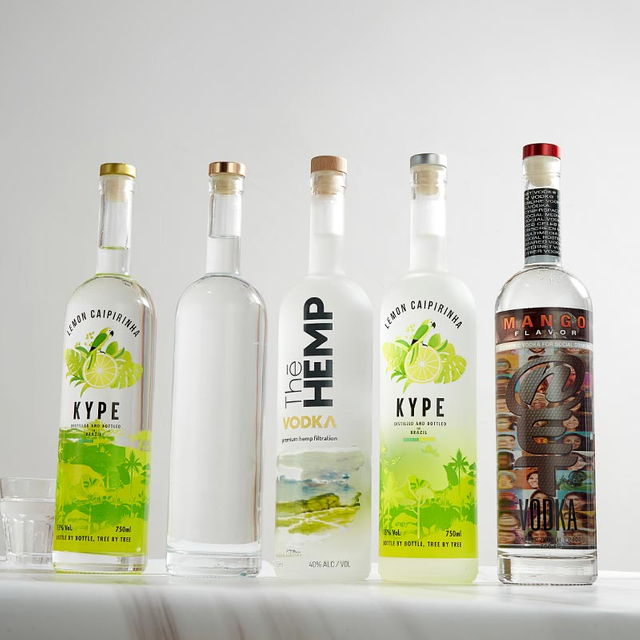 Bottiglia di vodka in vetro Arizona sottile e rotonda smerigliata