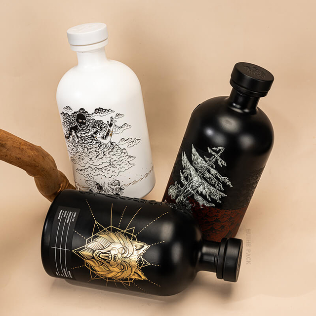 Motivi unici per le palpebre a caldo in vetro a spalla rotonda bottiglia di liquore