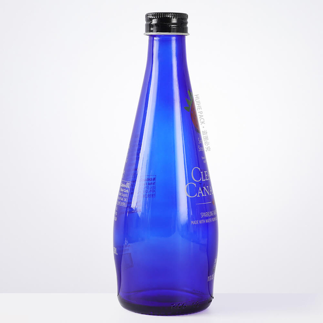 Bottiglia d'acqua in vetro blu cobalto da 325 ml con coperchio a vite