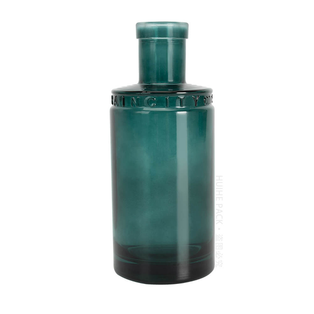 Teal Blue Logo Embossing da 375 ml di Spirit Glass Spirit Bottle