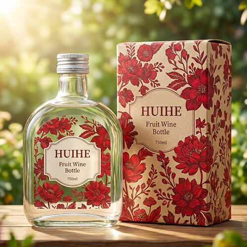 bottiglia di vetro di vino alla frutta rossa