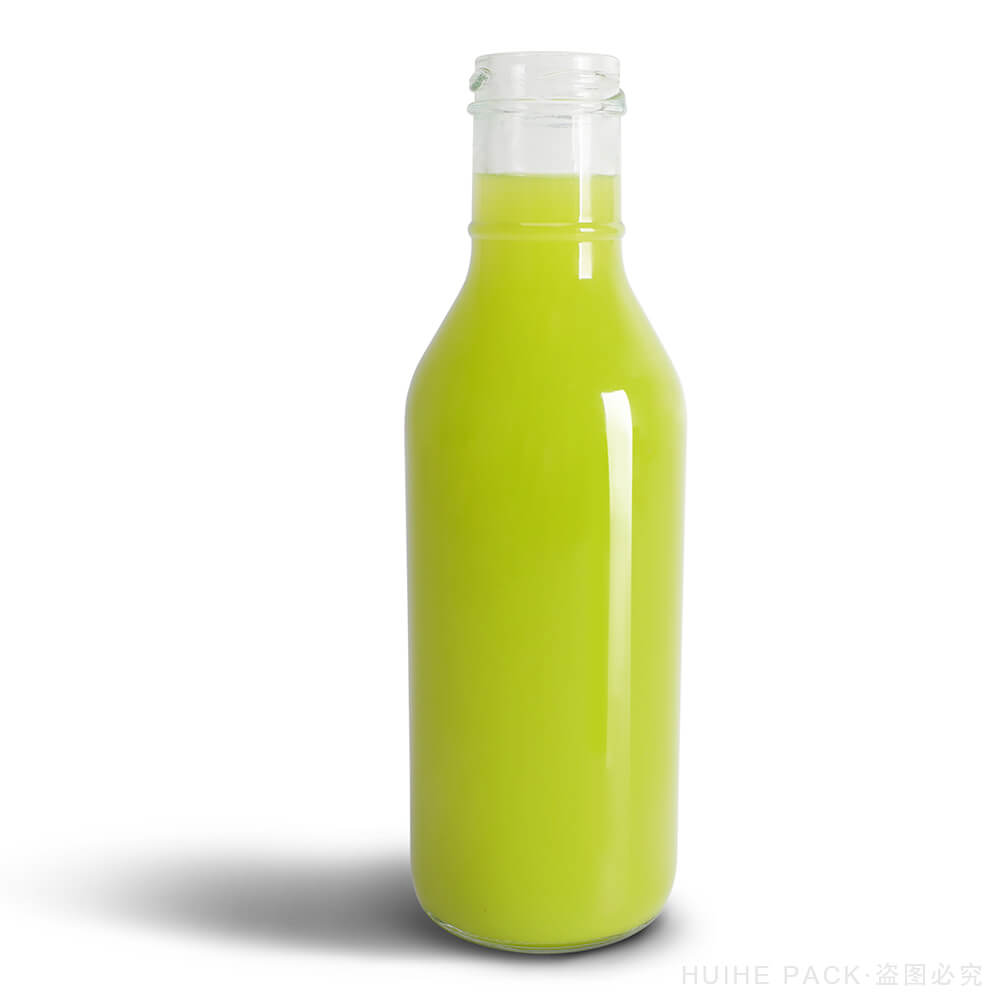 Bottiglie di succo di vetro rotonde con collo ad anello da 250 ml, 350 ml, 500 ml