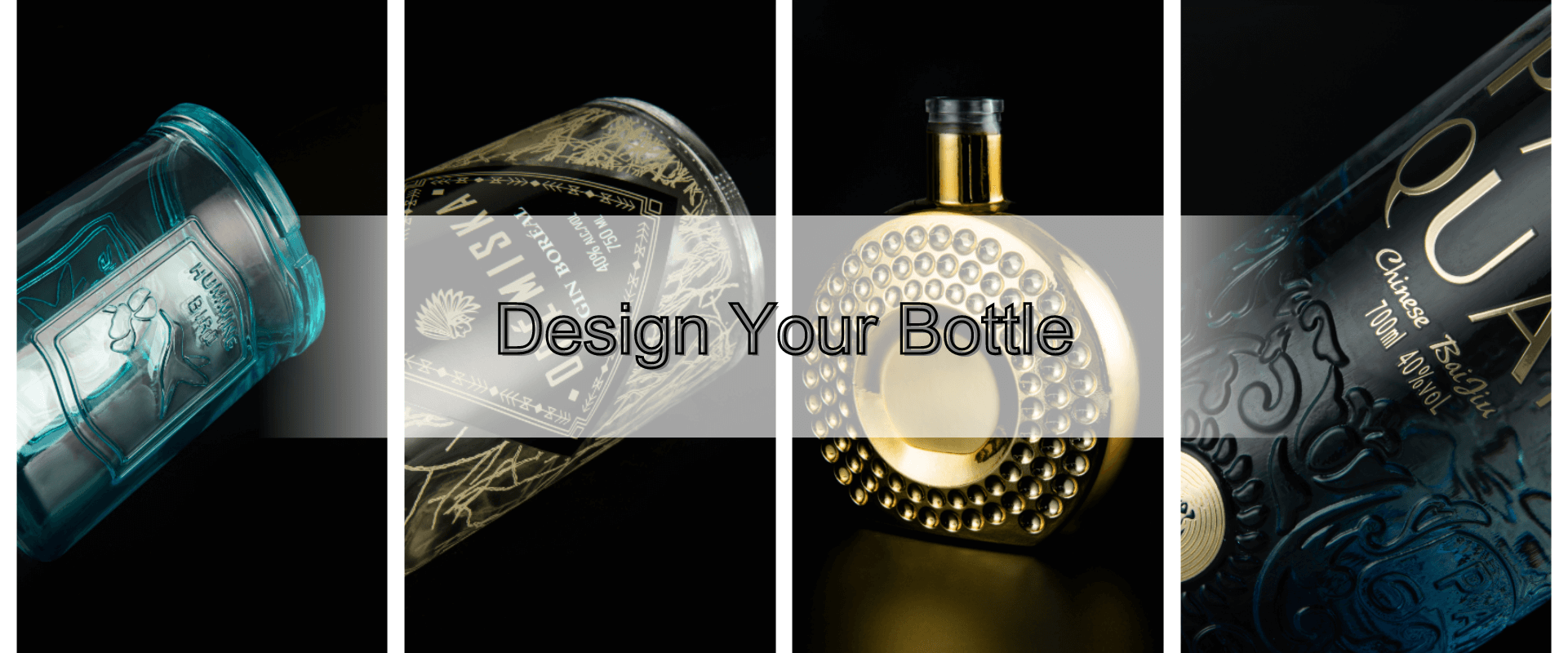 bottiglia di liquore in vetro di design