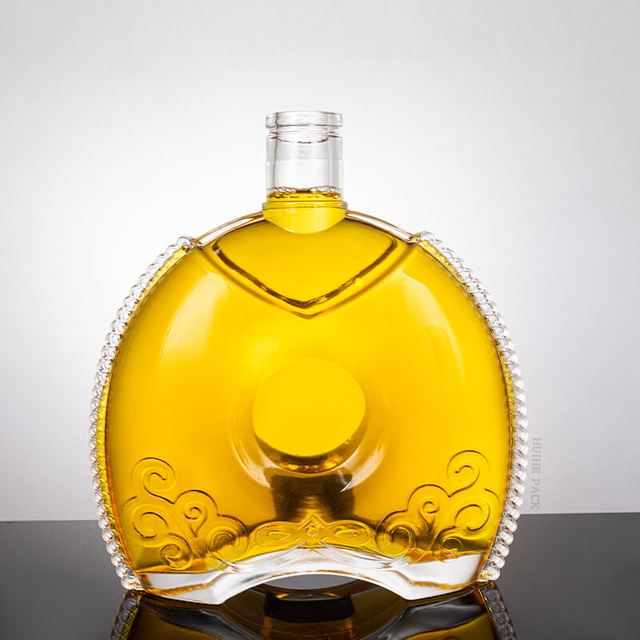 Bottiglia a liquore ovale piatto con motivo a catena intorno