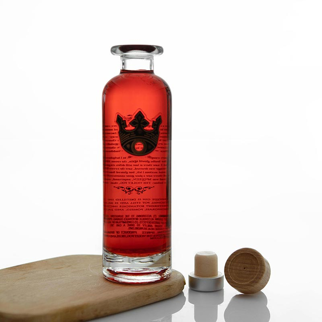 Bottiglia di liquore in vetro rotondo da 75 cl con tappo di sughero