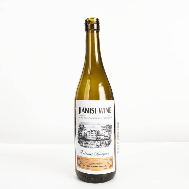 Bottiglia di vino in vetro Rhone Syrah con finitura a vite profonda