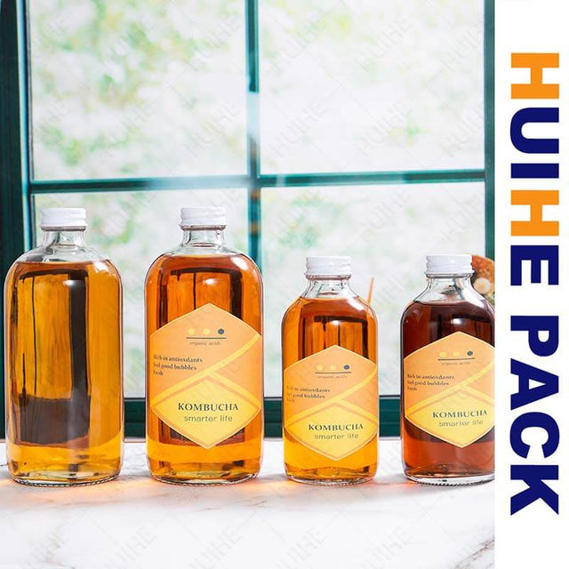 Bottiglia per bevande in vetro Boston Kombucha da 250 ml 500 ml con tappo a vite