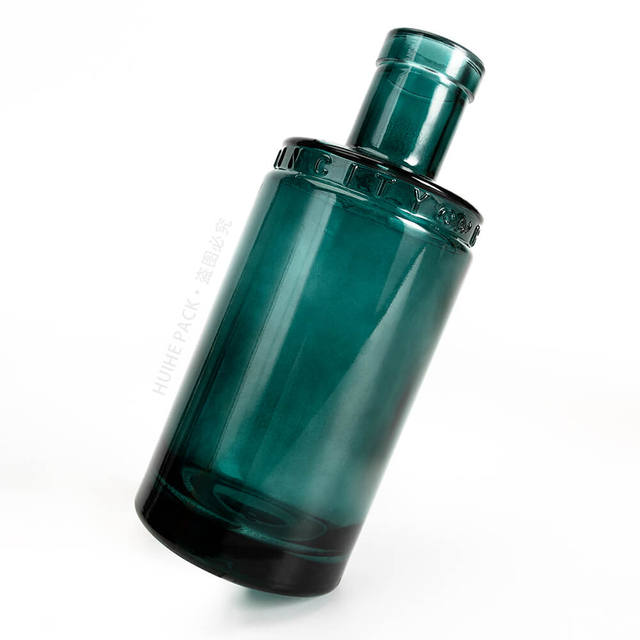 Teal Blue Logo Embossing da 375 ml di Spirit Glass Spirit Bottle
