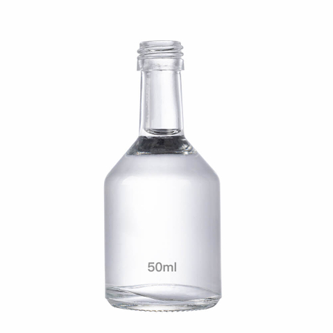 Bottiglie di alcol piccole in vetro flint trasparente da 50 ml, sfuse