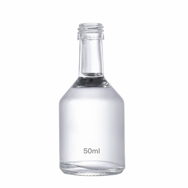Bottiglie di alcol piccole in vetro flint trasparente da 50 ml, sfuse