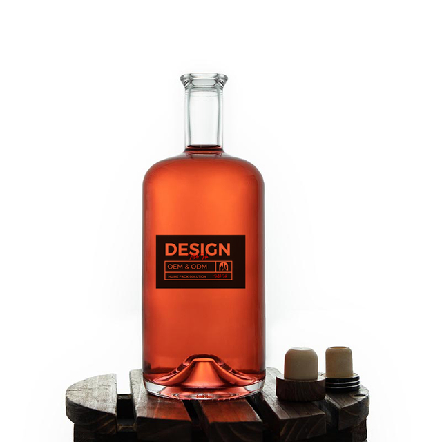 Bottiglia di vetro tequila vuota rotonda da 75cl