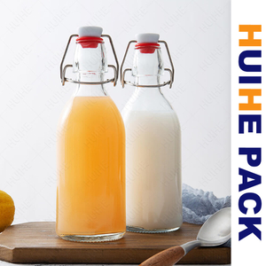 Bottiglia per bevande in vetro trasparente da 350 ml 500 ml 750 ml 1000 ml con parte superiore girevole