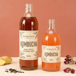 Bottiglia in vetro per t&egrave; Kombucha da 300 ml e 500 ml con finitura a vite