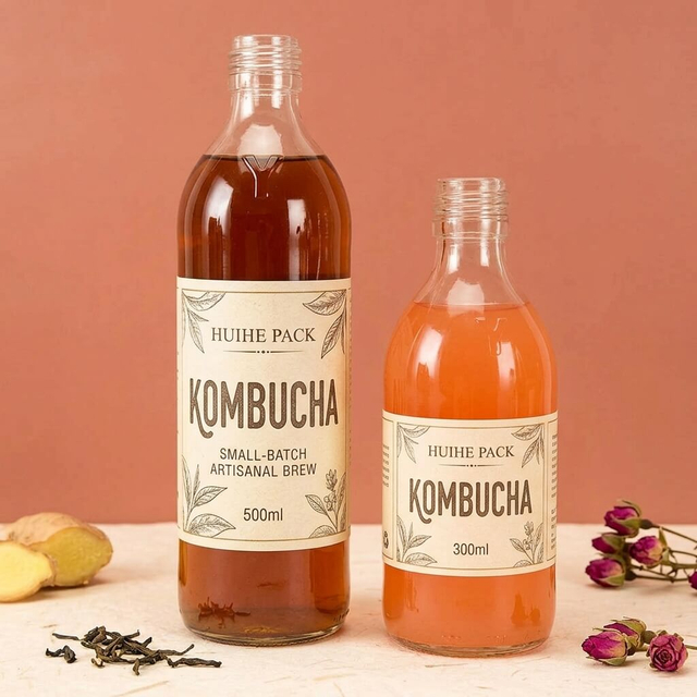 Bottiglia in vetro per t&egrave; Kombucha da 300 ml e 500 ml con finitura a vite