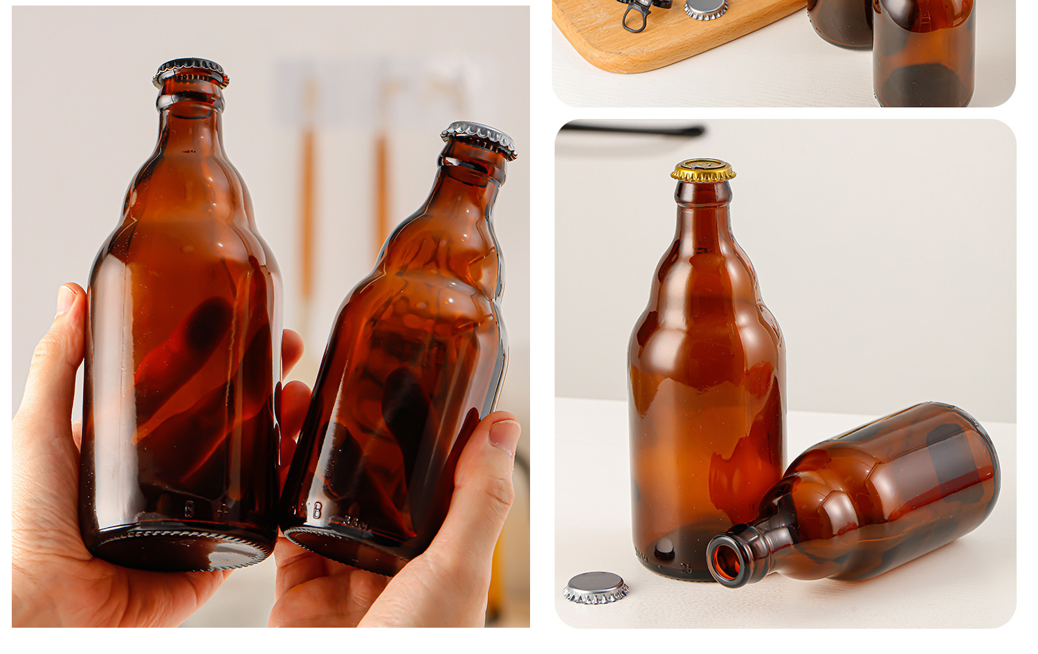 bottiglia di vetro di birra marrone