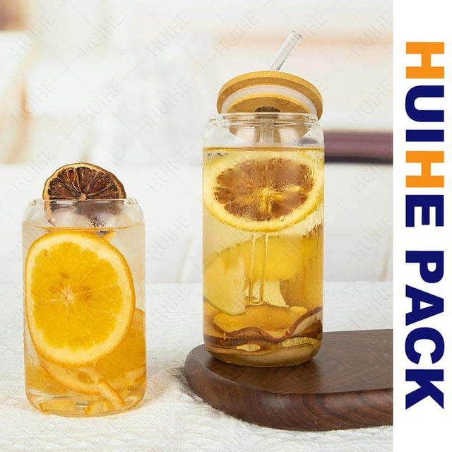 Lattina per bevande in vetro borosilicato ad alto contenuto di Cola con cannuccia e coperchio