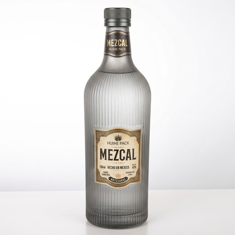 Bottiglia di liquore in vetro a cilindro a costine da 700 ml