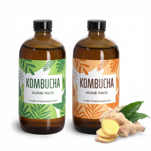 bottiglie ambrate di Boston Kombucha
