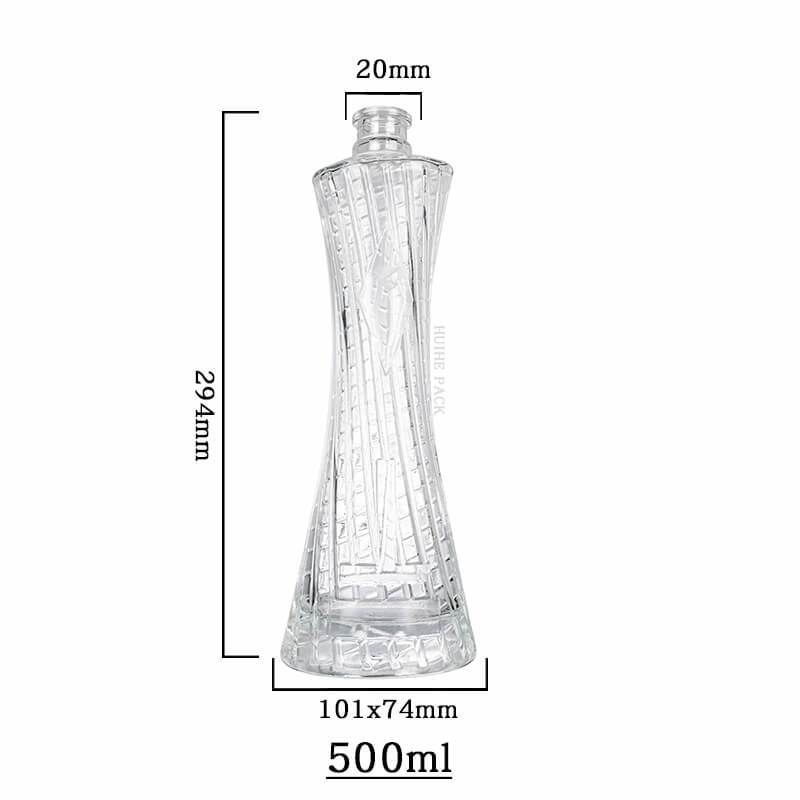 Waisted glass bottle-capacity Capacità in bottiglia in vetro a vita