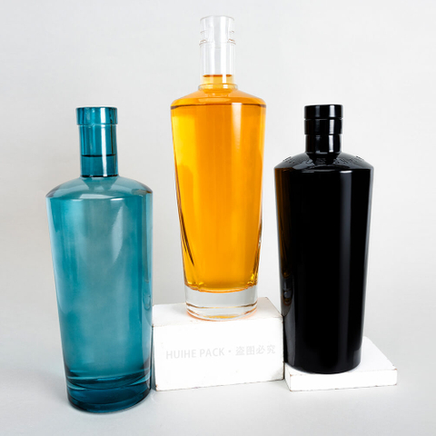 Bottiglie di liquore in vetro trapezoidale trasparente blu nero da 70 cl 75 cl