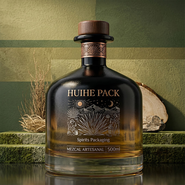 Bottiglia di bottiglia di tequila a forma bulbosa classica