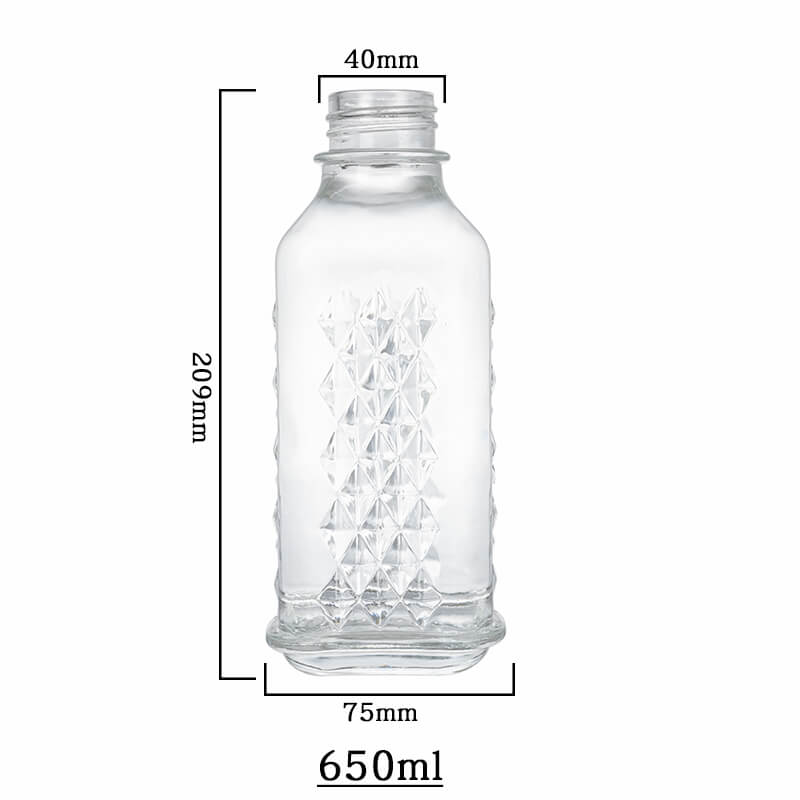 Embossed Pattern of Diamond-Like Glass Liquor Bottle capacity Modello in rilievo di capacità di bottiglia di liquore in vetro a forma di diamante