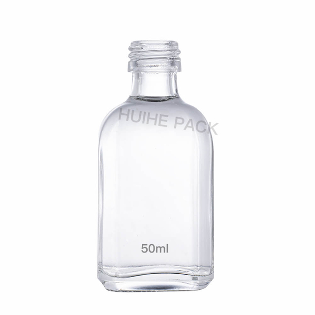Bottiglie di alcol quadrate in vetro flint trasparente da 50 ml