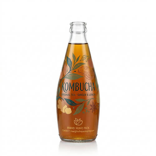 Bottiglia di kombucha con tappo a corona