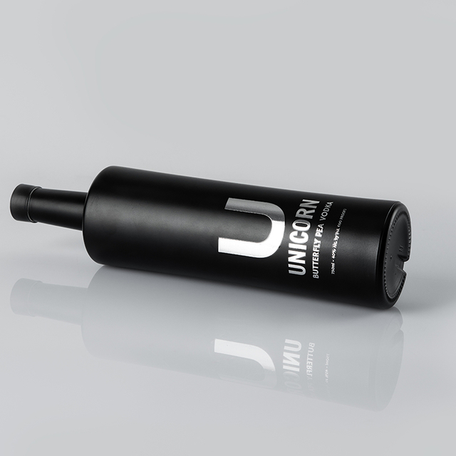 Bottiglia di liquore in vetro rotondo nero da 75cl