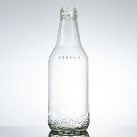 Bottiglia d'acqua in vetro testurizzato premium da 380 ml con coperchio a vite