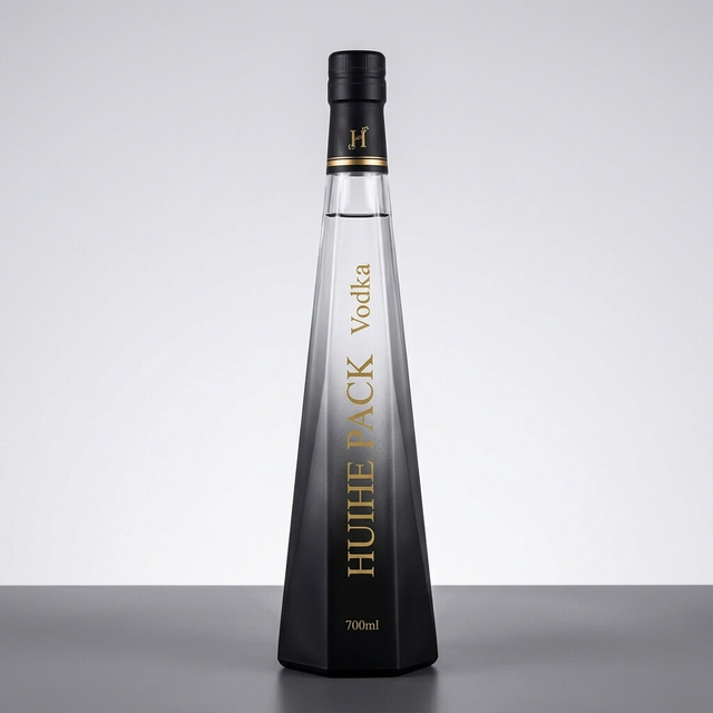 Bottiglia di vodka in vetro trasparente irregolare da 700 ml con tappeti