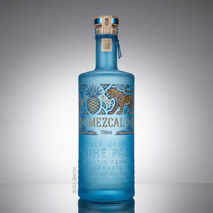 Lettere rialzate bottiglia di liquore in vetro a cilindro