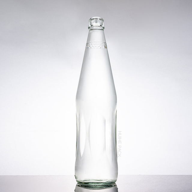 Bottiglia di succo di mela all'arancia in vetro trasparente da 875 ml con tappo a corona