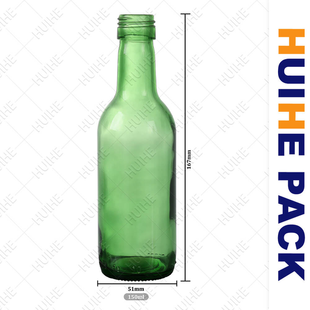 Bottiglia di vetro per sake Sujo verde coreano da 150 ml all'ingrosso