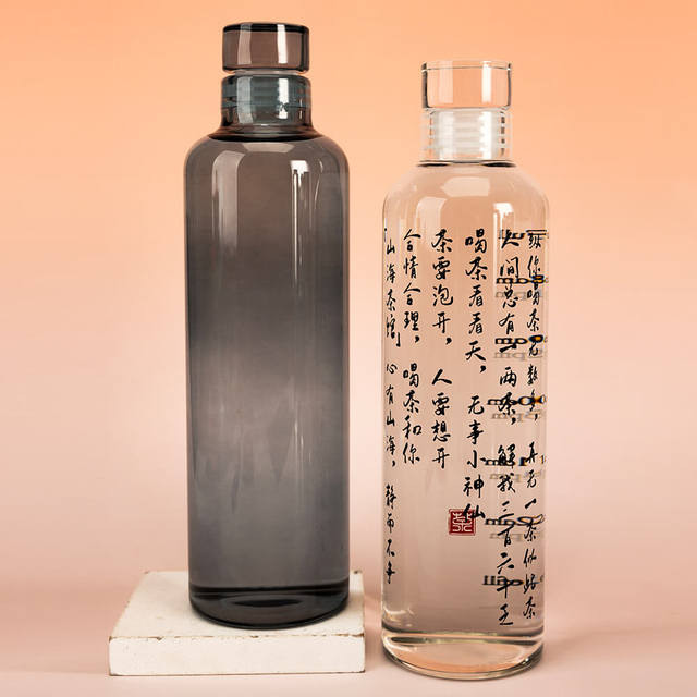 Borraccia per acqua in vetro borosilicato con logo con stampa personalizzata in vendita