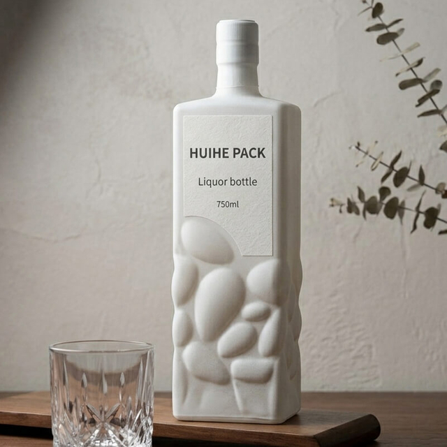 Bottiglia personalizzata a spirito di vetro quadrato da 750 ml