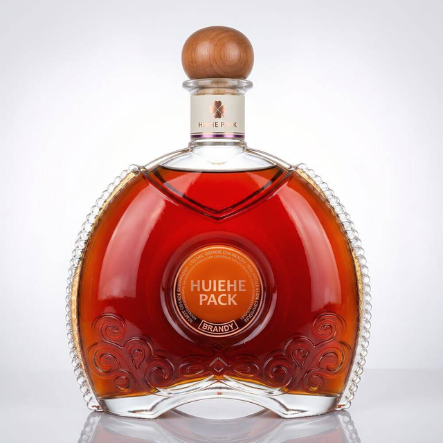 Bottiglia a liquore ovale piatto con motivo a catena intorno