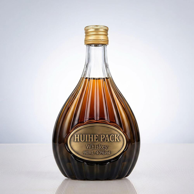 Pere - bottiglia di liquore in vetro a forma di motivi a coste verticali