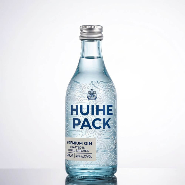 Piccole bottiglie di alcol in vetro flint trasparente rotondo da 50 ml