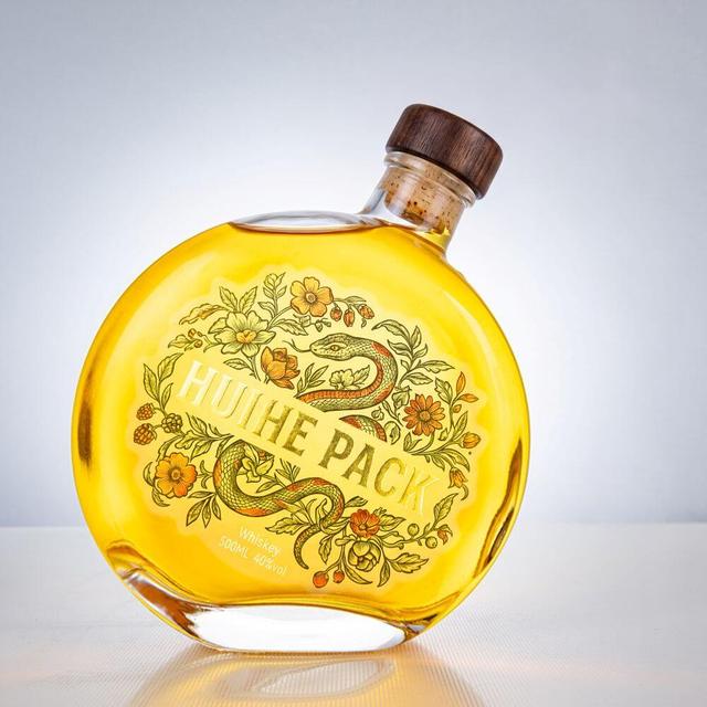 Design unico Bottiglia di liquore a foglie di vetro trasparente sferico