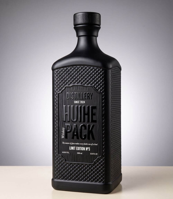 Bottiglia di liquore in vetro quadrato in rilievo da 1000 ml