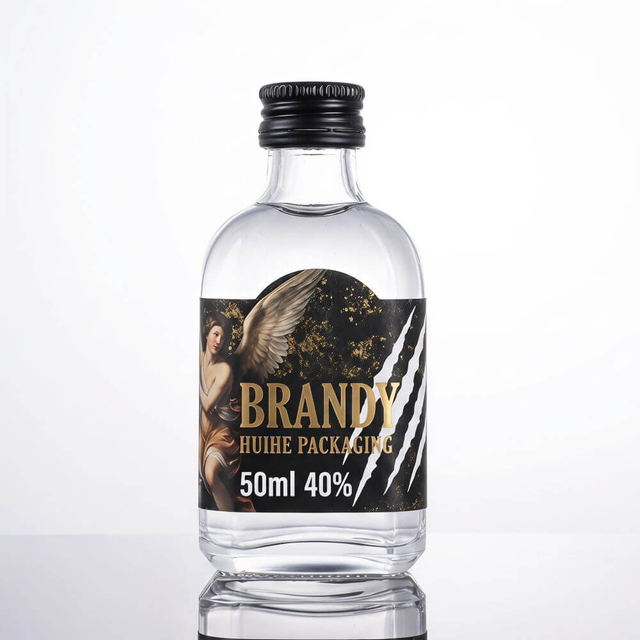 Bottiglie di alcol quadrate in vetro flint trasparente da 50 ml