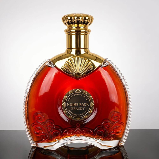 Bottiglia a liquore ovale piatto con motivo a catena intorno
